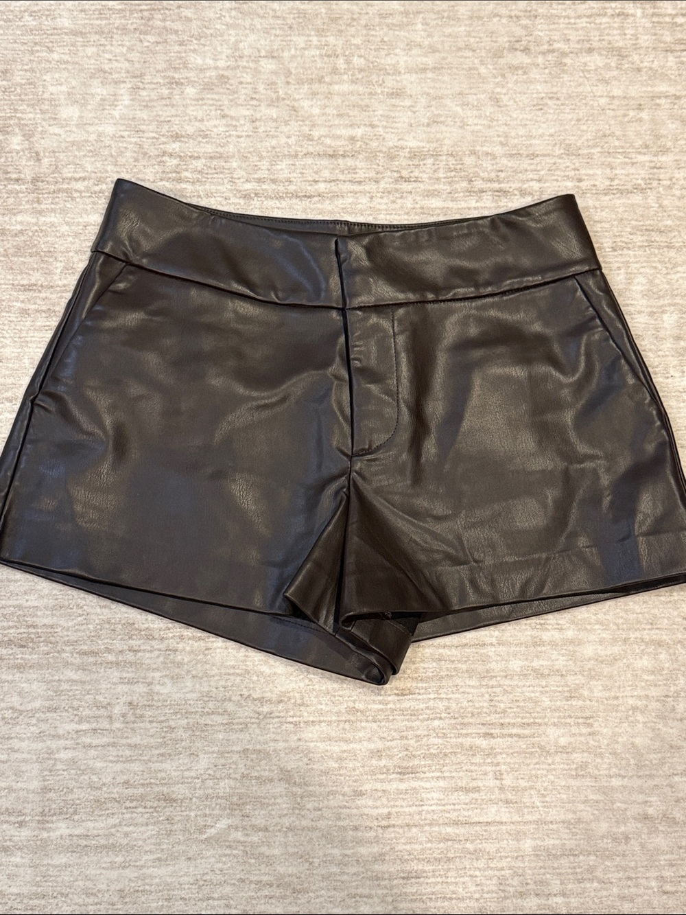 Zara Black Faux Leather High-Waist Shorts